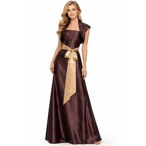 Jessica Mclintock Vintage Formal Dress Brown Sz.14 Strapless Bridal